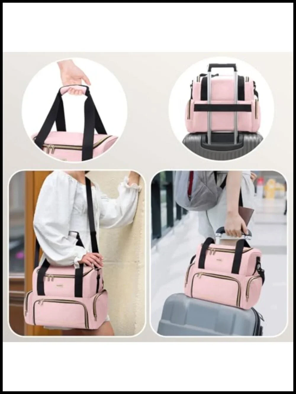 Large Makeup Cosmetic Bag with 2 Removable Cases, Double Layer Travel